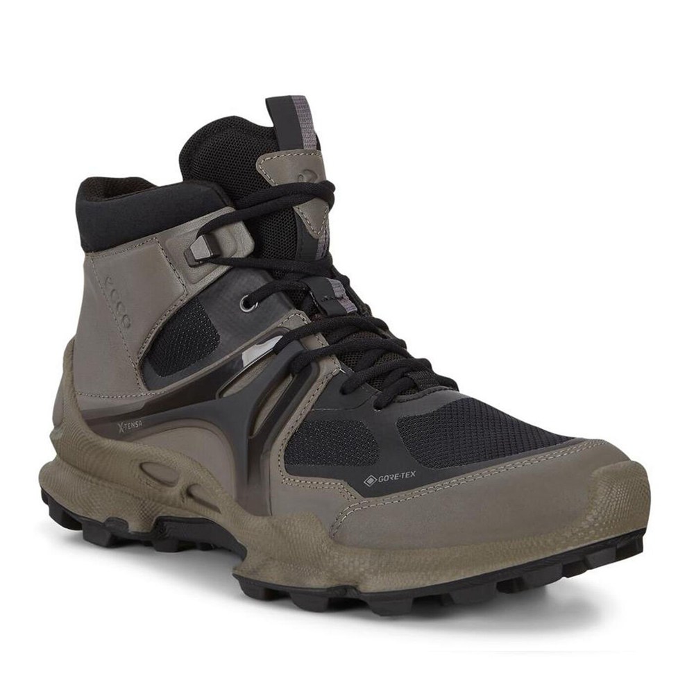 ECCO Mens Hiking Shoes Black/Grey - Biom C-Trail Mid Gtx - MCL-051836